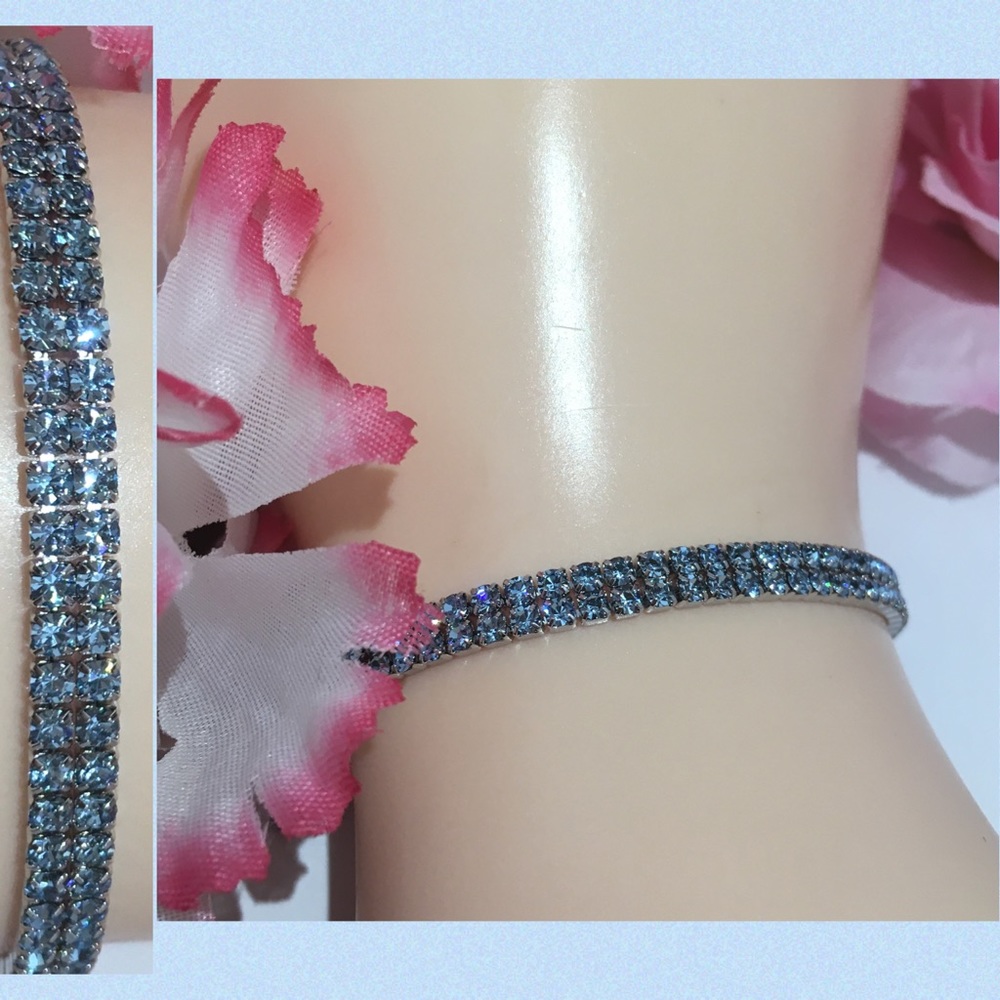 Radiant Aquamarine Czech Crystal Tennis Bracelet - Picture 4 of 11
